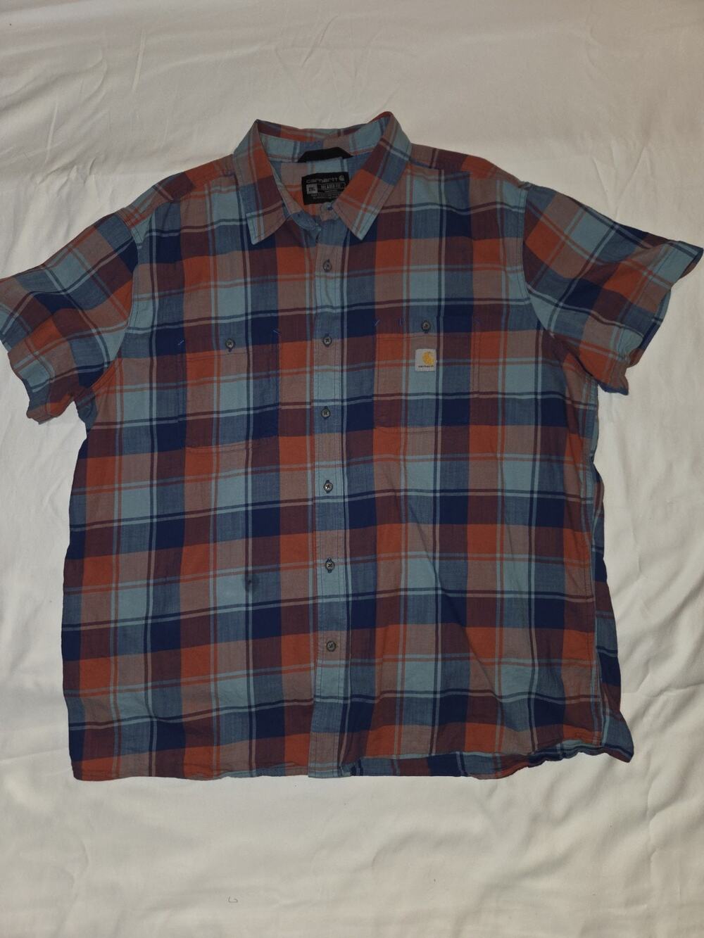 Carhartt Men's Relaxed Fit Short Sleeve Plaid Button Down Shirt 2XL